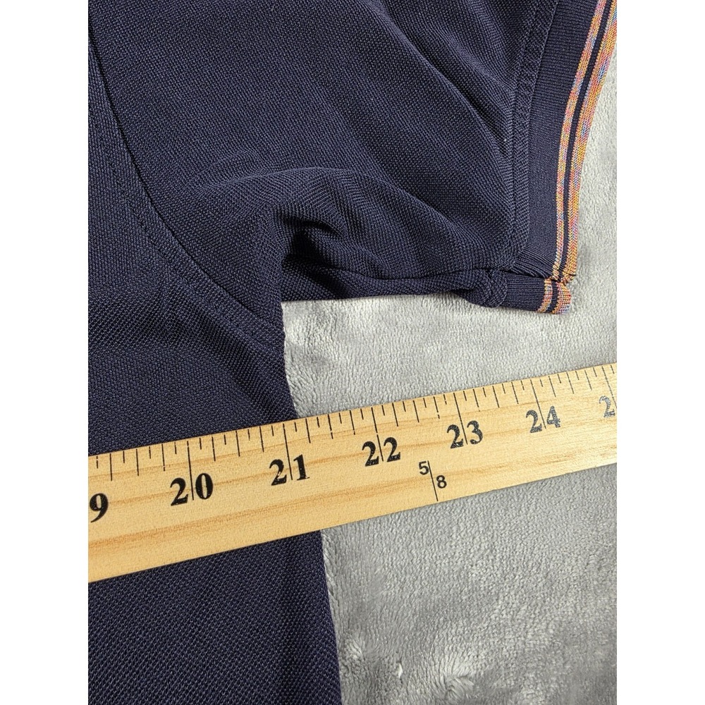 Robert Graham Polo Shirt Men's‎ Medium Navy Blue Side Embroidered Paisley Design - Picture 6 of 7